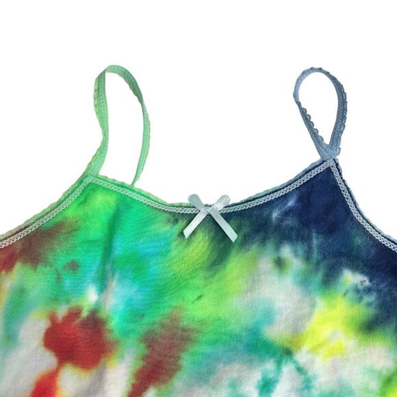 Colorful Tie-Dye Toddler Tank Top 2-3T With Ribbon Detail Cotton - Picture 2 of 6